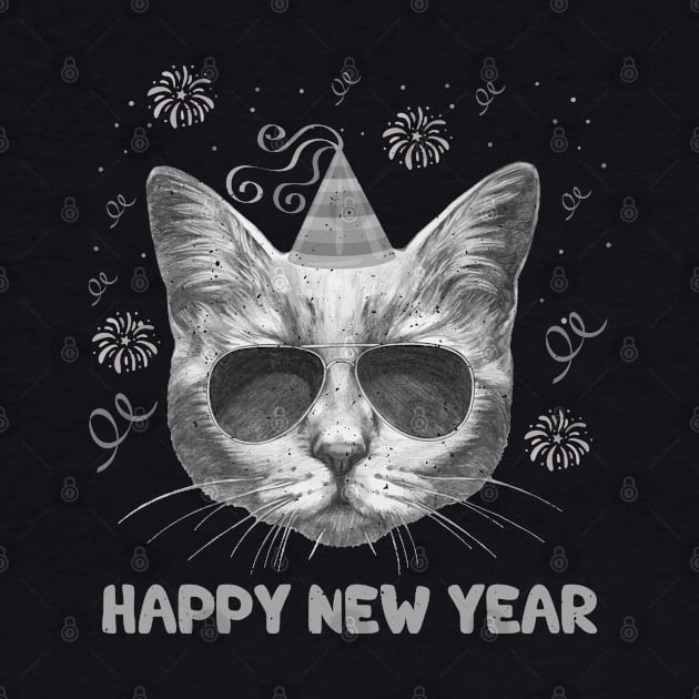 Happy New Year Funny Happy Meow Year Cat Lover by dounjdesigner